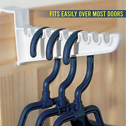 Hanger Hooks Space Saver (Pack of 2 Hold 20 Hangers) Overdoor Bathroom Bedroom Plastic Ironing Holder Clothes Coat Towel Stand Tool Laundry Storage Kids Adults (1) - Image 2