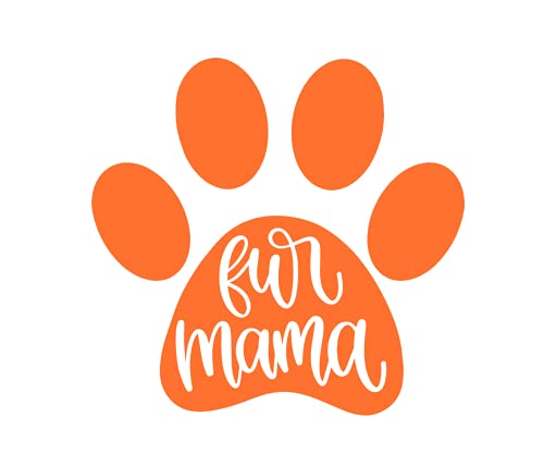 Fur Mama Iron On Decal, Animal Lover Heat Transfer Patch for Clothing, DIY Crafts and Decor, Pick Size Color (Orange)