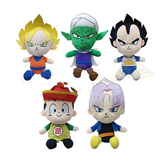5st / Set 35cm Dragon Ball Anime plyschdocka Super Son Goku Sun Gohan Piccolo Vegeta Klassisk plysch Actionfigur Dockor Leksaker Barnpresenter