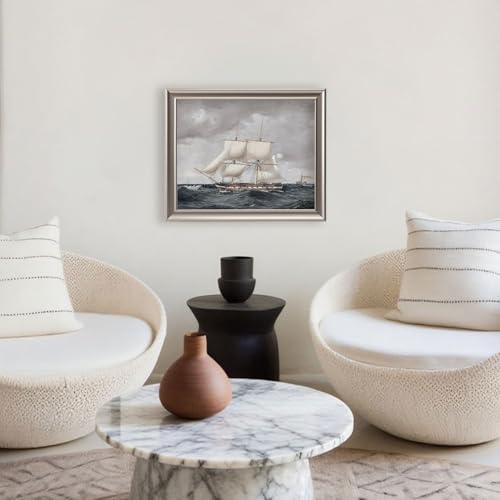 image for ANERZA Framed Vintage Sailboat Canvas Wall Art Decor, Wall Prints for 