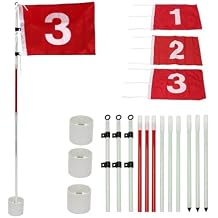 Golf Flagstick 6ft, Nylon Pin Flag ABS Hole Cup Set, Portable 5 Section Design Numbered Flags for Driving Range Backyard, Putting Green Flags for Golf Practice Common, 123, Pack