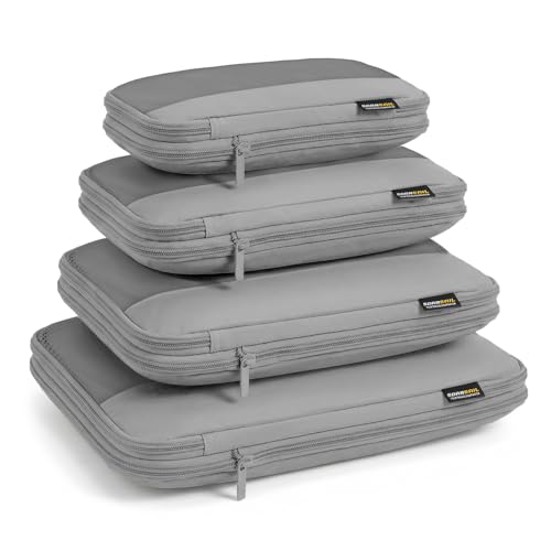 SOARSAIL 4 Piece Compression Packing Cubes for 3–7 Day Travel, Space Saving Travel Organizers with Breathable Mesh, Double-Zipper Packing Cubes for Carry-On & Suitcases (Silver)
