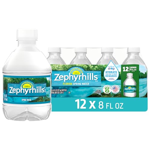 Zephyrhills Florida Spring Bottled Water, 12 Pack - Still Drinking Water with Naturally Occurring Minerals for Taste - 8 Fl Oz Mini Bottles