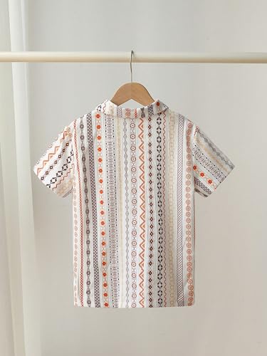 Image of TAGAS Toddler Boys' Striped Short Sleeve Casual Vacation Shirt|Polyester|Regular Fit
