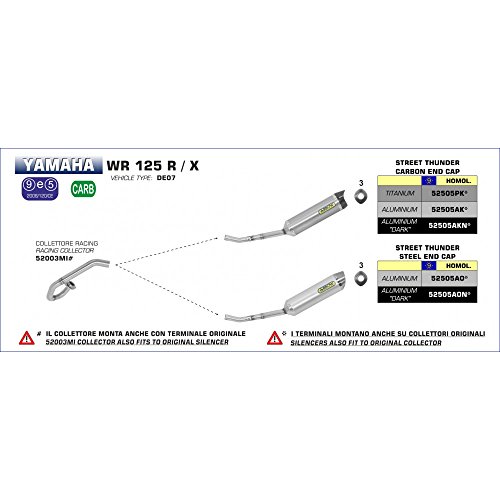 ARROW STREET THUNDER ALUMINIUM DARK SILENCER YAMAHA WR 125 X ’09-10 ALUMINIUM BLACK HOMOLOGATED SILENCER