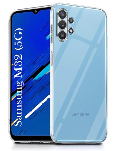 Image of Jkobi Back Cover for Samsung Galaxy M32 5G (Silicone Clear Shockproof Case with Camera Protection | Soft and Flexible | Transparent)