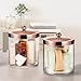 SheeChung 4 Pack 50 Oz Large Apothecary Jar with Rose Gold Rust-Proof Lid - Shatterproof Plastic Laundry Pods Container - Chic Rose Gold Bathroom & Vanity Storage Organizer for Scent Beads, Salts