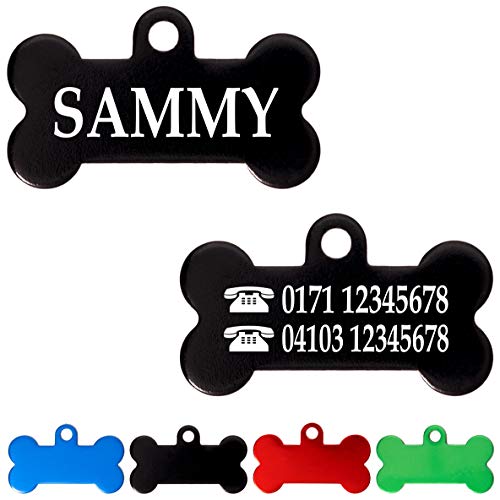Ibera gifts - Hundemarke mit Gravur - Personalisierte Hundemarke in Knochenform für kleine und mittelgroße Haustiere - Hundemarke personalisiert aus Aluminium
