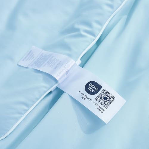 Image of Cozy Bliss Cooling Comforter Queen Size, Cooling Blankets for Hot Sleepers and Night Sweats, Sky Blue Summer Comforter for Queen Size Bed, Breathable Soft Lightweight Silk Smooth