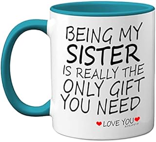 Being My Sister Mug - Sister Gifts from Brother Sister, 11oz Ceramic Dishwasher Safe Coffee Mugs - Perfect for Birthday, Christmas Day, Secret Santa, Sister Birthday Gifts, Cup - Made in The UK Stuff4