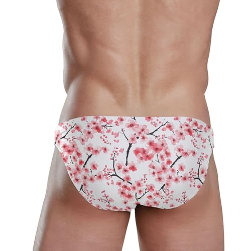 Pink Cherry Blossoms Swim Briefs for Men Swimsuit Bikini Swimwear S B04043203