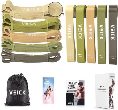 Image of VEICK Pull Up Resistance Bands Set, Heavy Stretch Workout Bands, Fitness Assistance Bands for Men Women, Portable Exercise Equipment for Home Gym Office Travel