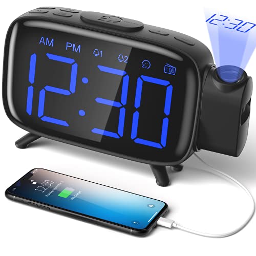 Projection Alarm Clock Digital Alarm Clock with Power Adapter for Home and Bedroom Blue Project