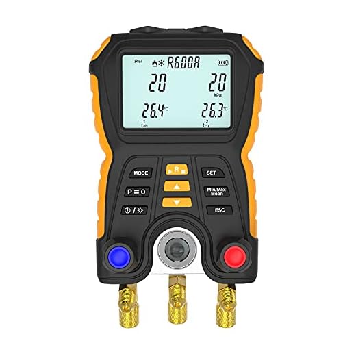 Digital Manifold Gauge Set, Vacuum Pressure Temperature Leakage Tester for Air Conditioning Systems and Heat Pumps, HT-750