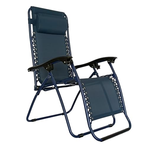 Pincho Tumbona Jardin Exterior, Sillon Gravedad Cero, Hamaca, Silla Jardin Exterior, Plegable, terraza, Camping (Azul Marino 1)