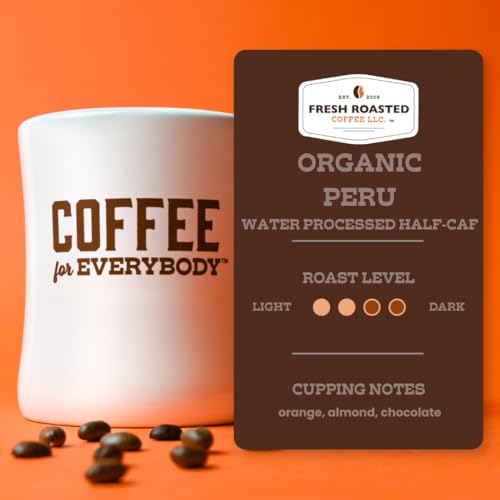 Image of Fresh Roasted Coffee, Organic Peru Water-Processed Half-Caf Drip Ground Coffee, Medium Roast, USDA Organic, 3rd Party Tested for Mold, Mycotoxin & Pesticides, Kosher, 12 oz