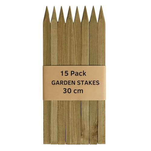 Lot de 15 piquets en bois traité pour clôture de jardin 300 mm