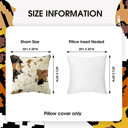 Cosyco Sherpa Throw Pillow Covers, Animal Print Soft Fluffy Cushion Covers, Decorative Pillow Covers For Couch, Sofa, Bed, Accent Pillows, Set Of 2, 20X20 Inches, Cow Print #TOP4