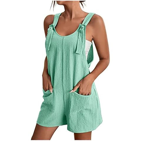 Womens Casual Sleeveless Shorts Dungarees Cover