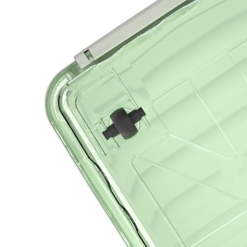 Cetomo 55L*6 Cajas de Almacenamiento con Tapas, Contenedores de Plástico con Ruedas, Clip On, Apilables, Encajables, Organizador Rayado para Oficina en Casa, Verde Claro, 55L-6 Pack - imagen 5