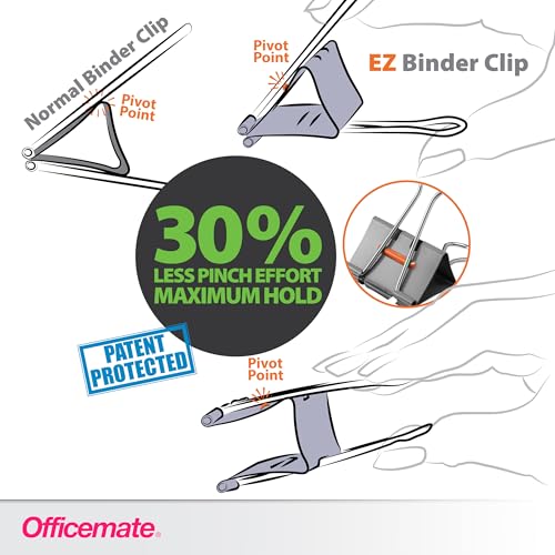 Officemate EZ Binder Clips, Medium Size, 12/Box, Gray (99250) image 2