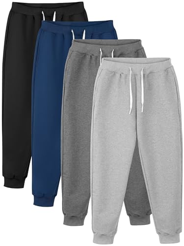 Resinta 3/4 Pack Boys Cotton Sweatpants Youth Active Joggers Kids Casual Pants with Drawstring and Pocket