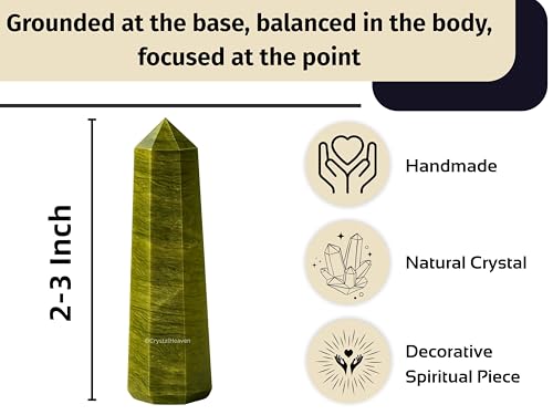 Image of Crystal Heaven Certified Vesuvianite Tower Obelisk Point For Chakra, Healing And Balancing - Aaa Grade Original Certified Gemstone Agate For Reiki Meditation Yoga Spiritual (2-3 Inches)
