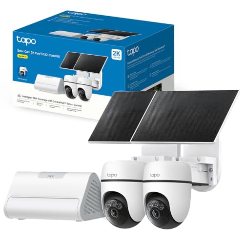 Tapo HB112 2K 3MP Solar Pan/Tilt Outdoor Security Camera Kit 2-Cam With Hub