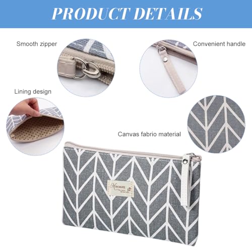 Image of MAYCREATE 2Pcs Canvas Makeup Pouch Bag Zipper Small Makeup Organisers Cosmetic Bag for Lipstick Toiletries Stationeries, Portable Make Up Pouch for Woman Travel and Daily Use - Size 22x14cm