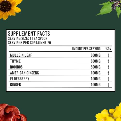 Betterbrand BetterLungs Detox Tea - 20 Loose Leaf Servings - Mullein Leaf, Ginseng, Elderberry, Ginger & Thyme for Lung Cleanse, Congestion Relief, Mucus Detox - Caffeine Free - Image 4
