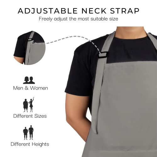 RAJRANG Pack of 2 Cooking Aprons for Women with pockets 35x27 Inches Vintage Farmhouse Bib Aprons for Men - Natural Grey - Image 3