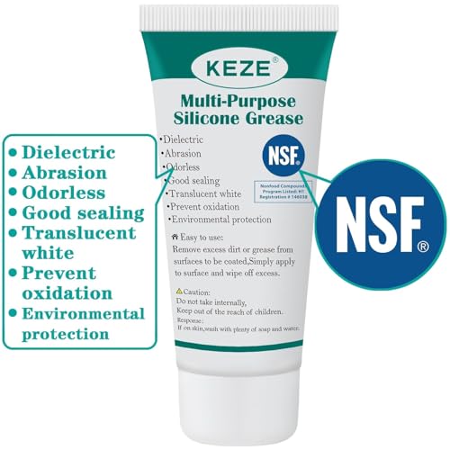 KEZE 92003 Silikonfett mit PTFE, Schmiermittel auf Teflonbasis, Silikonfett in Tube für Maschinen, Auto-Gummidichtungen, Wasserhahn-O-Ringe,30g pro Stück, 1er-Pack