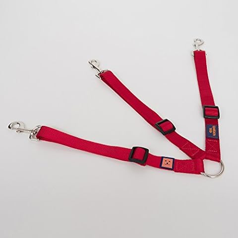 Ginger Ted Triple Coupler Dog Lead 3-Way Adjustable Red - size Small (19mm wide) Cover