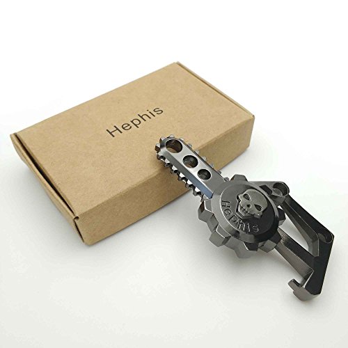 Hephis Chainsaw Skull Car Keychain with Dual Rings for Men,Women,Bottle Opener(Gun Black)