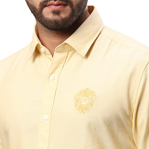 Image of Raymond Men's Pure Cotton Solid Pattern Slim Fit Regular Collar Full Sleeve Casual Shirt