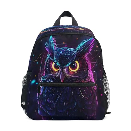 ALAZA Toddler Backpacks for Boys Girls Gradient Owl Kids Backpack with Chest Clip and Name Tag,S