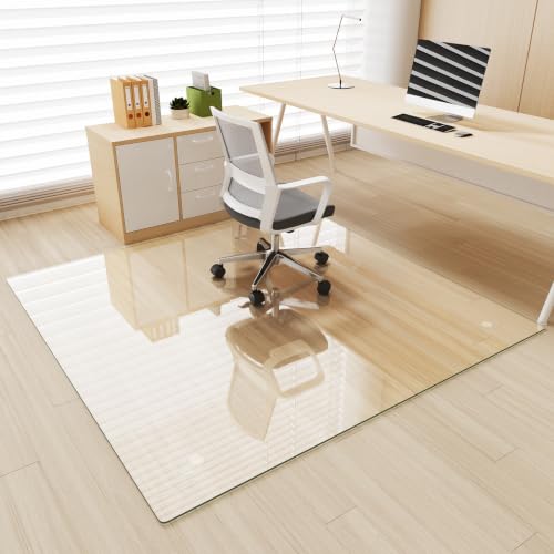 Image of [Tempered Glass] 60 inch x 60 inch Glass Office Chair Mat for Carpet