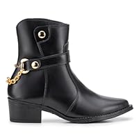 Bota Feminina Texana Curto Fivela Salto Baixo Confortável - Preto/36