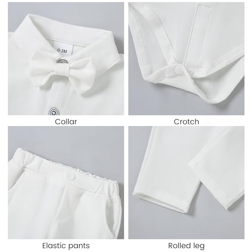 Image of DISAUR Baby Boy Clothes Toddler Boy Outfits 4PCS Gentleman Dress Romper /Vest /Pants /Bow Tie Cotton Suit Sets