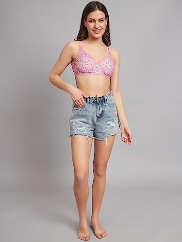 Image of Women's Cotton Floral Printed Lightly Padded Full Coverage Non-Wired T-Shirt Bra