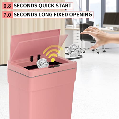 Caneca de basura plástica rectangular de 50 litros rosa miniatura 2