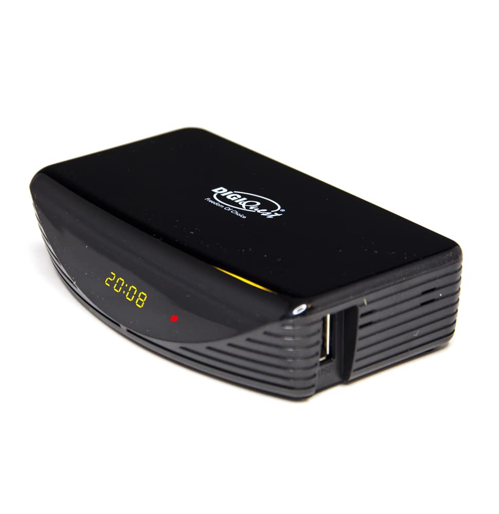 Digiquest MDD Mini Decoder Digitale Terrestre DVB-T2 HEVC Full HD, Media Player USB, Display con Orologio, Compatto e Facile da Installare, Nero