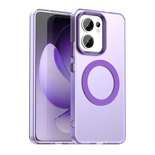 SEAHAI Case for OPPO Reno 13 FS (OPPO Reno 13F 5G/4G) with Magnet Adsorption Function, Ultra Thin Hard Translucent PC Matte Back Soft TPU Bumper Silicone Hybrid Shockproof Cover, Purple