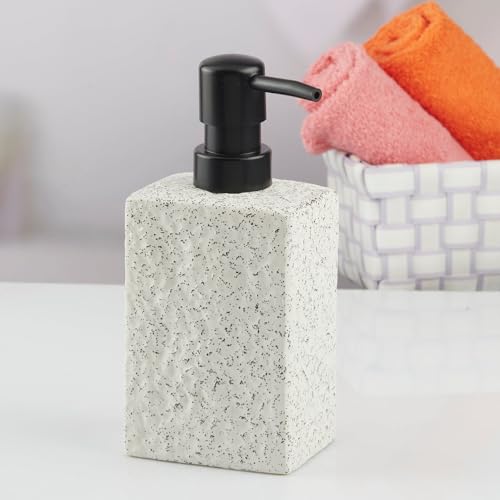 Image of SaSaSa Ceramic Soap Dispenser for Bathroom handwash, refillable Pump Bottle for Kitchen Hand wash Basin, Set of 1, White (10621)