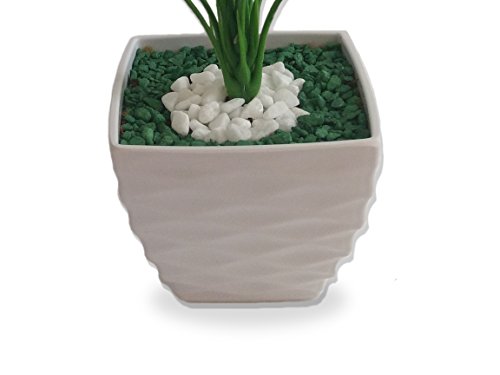 Folhagem Verde Arranjo Flor Artificial Com Vaso Branco Em Acrílico