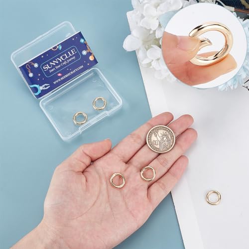 SUNNYCLUE 1 Box 6Pcs 14mm Real 18K Gold Plated Trigger Spring O Rings Round Carabiner Clip Snap Metal Spring Key Ring Buckles for jewellery Making Supplies DIY Keychain Lanyard Leather Bags Purse - Image 3