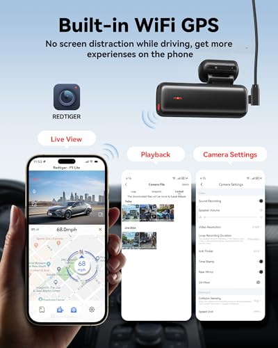Image of REDTIGER 4K Front Dash Cam for Car, ADAS, with 32GB Memory Card, Built-in WiFi&GPS, Car Camera with G Sensor, Loop Recording, Smart App Control, Night View, 24 /7 Parking Mode(F9 Lite)