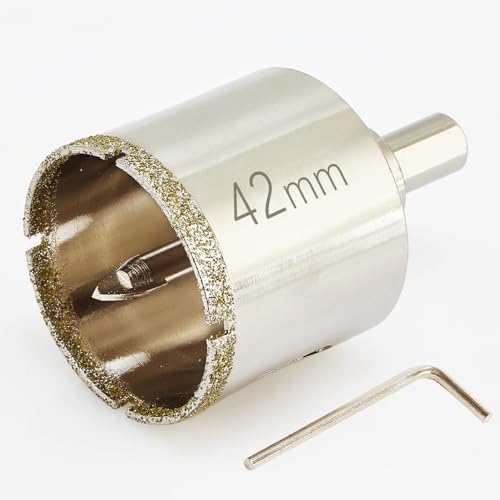 1 5/8 (42mm) Inch Diamond Hole Saw with Pilot Bit, Easy Drilling 1 5/8" Tile Drill Bits for Porcelain Tile, Granite, Ceramic, Marble, Glass, Stones, 1 3/8" Depth of Cut