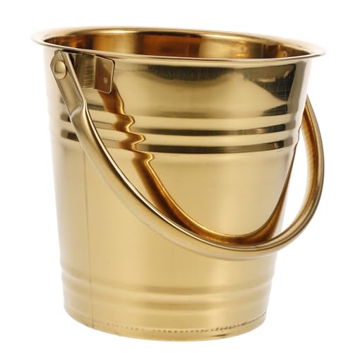 WEKADRIN Cubitera Enfriador de Botellas con Asa Resistente Recipiente de Hielo Multifuncional para Cerveza y Vino Cubo Compacto para Fiestas y Bares Color Dorado