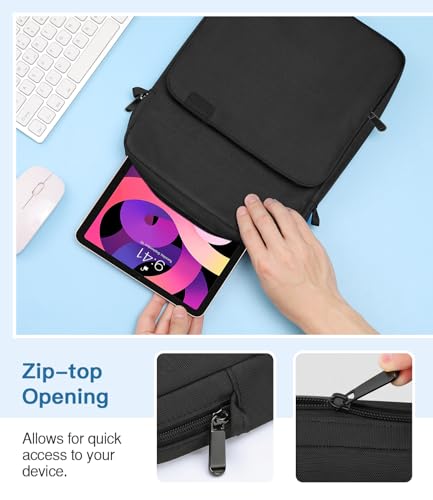 Image of MoKo 9-11 Inch Tablet Sleeve Bag Handle Carrying Case with Shoulder Strap Fits New 11-inch iPad Pro M5 /iPadAir M3, i-Pad 10 10.9, iPad 9 /8 /7th 10.2, i-Pad Air 5 /4th 10.9, Tab S8 /S9 11, Black